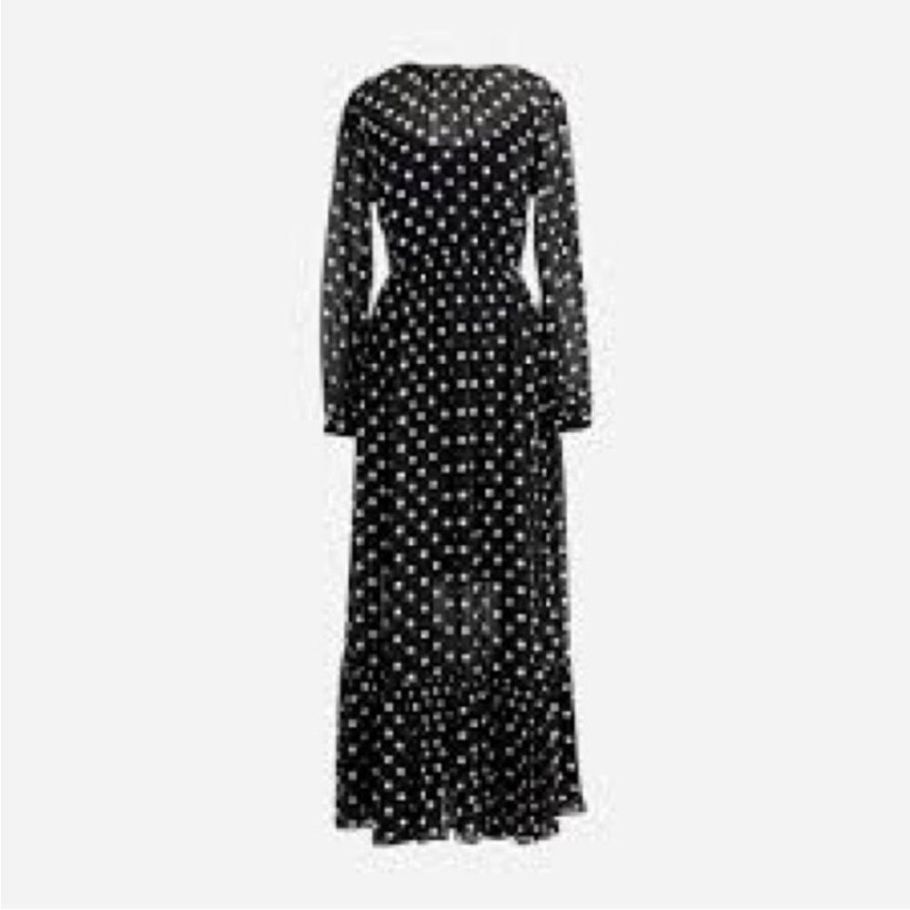 J.Crew Long-sleeve lined chiffon midi dress in polka-dot print
